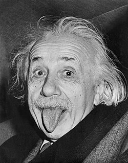 Albert Einstein sticks his tongue